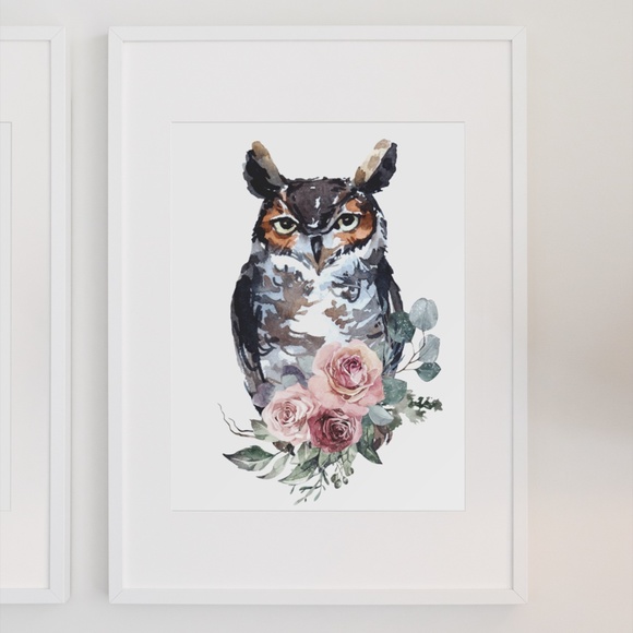 Owl Watercolor Wall Art Print Poster Unframed - Picture 5 of 15
